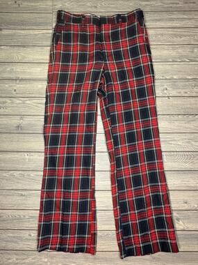 VTG McGregor Pant Mens 31x30 Red Plaid Flat Front USA Retro MCM Disco 60s 70s